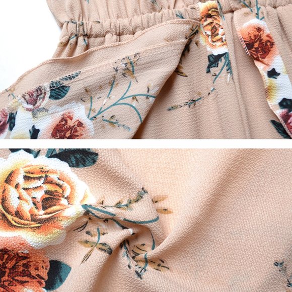 Flirty Floral Romper in Mocha - Belted - Floral California Romper - Picture 11 of 14